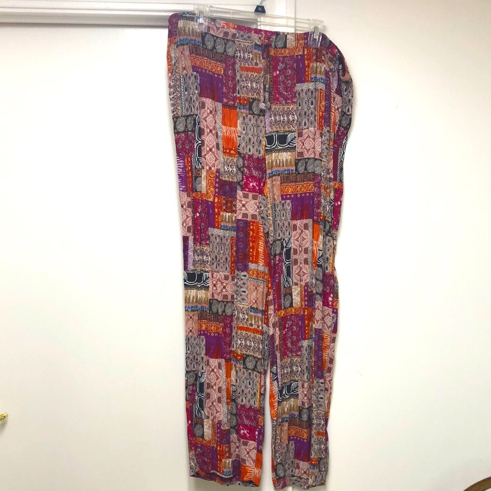 Islander palazzo pants with drawstring and pockets, comfy, XL, some wear
